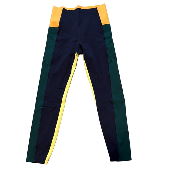 Sweaty Betty Power 7/8 length navy/ green color block leggings sz 4-6 - Picture 1 of 4